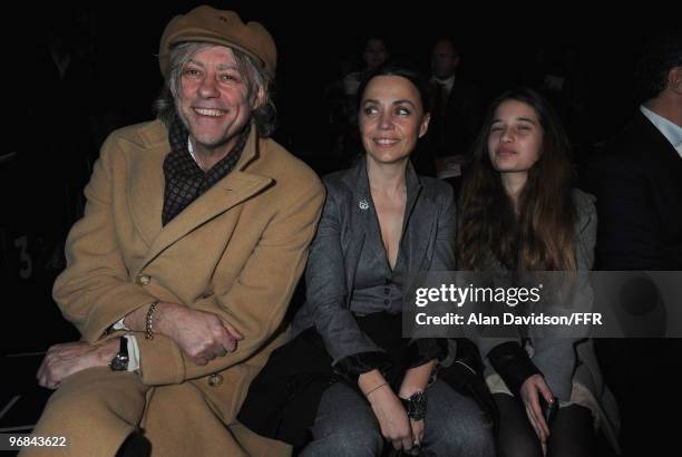 Bob Geldof, Jeanne Marine and Tiger Lily Geldof attend Naomi Campbell's Fashion For Relief Haiti London 2010 Fashion Show at Somerset House on...