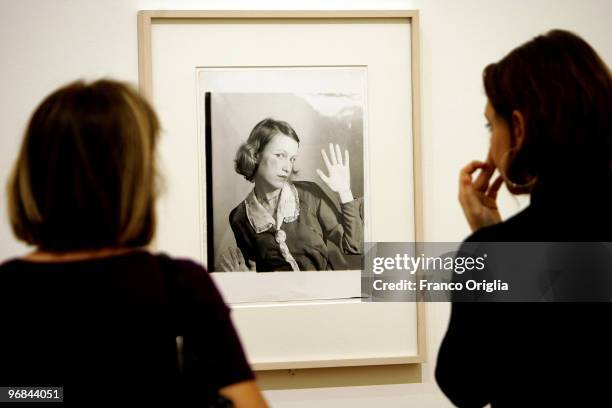 Photograph by Birgit Jurgenssen is shown at the Galleria Nazionale D'Arte Moderna during the opening 'Donna. Avanguardia Femminista Negli Anni '70'...