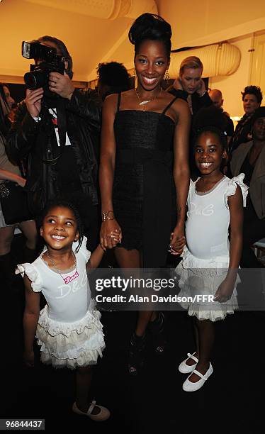 Jamelia backstage during Naomi Campbell's Fashion For Relief Haiti London 2010 Fashion Show at Somerset House on February 18, 2010 in London, England.