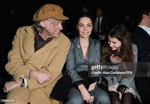 Bob Geldof, Jeanne Marine and Tiger Lily Geldof attend Naomi Campbell's Fashion For Relief Haiti London 2010 Fashion Show at Somerset House on...