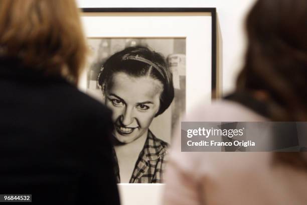 Photograph by Cindy Sherman is shown at the Galleria Nazionale D'Arte Moderna during the opening 'Donna. Avanguardia Femminista Negli Anni '70'...