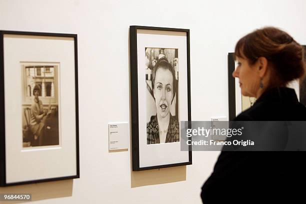 Photographs by Cindy Sherman are shown at the Galleria Nazionale D'Arte Moderna during the opening 'Donna. Avanguardia Femminista Negli Anni '70'...