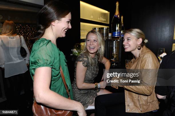 Actresses Alissa Jung, Nova Meierhenrich and Jytte-Merle Boehrnsen attend the 'Next Generation' reception during day eight of the 60th Berlin...