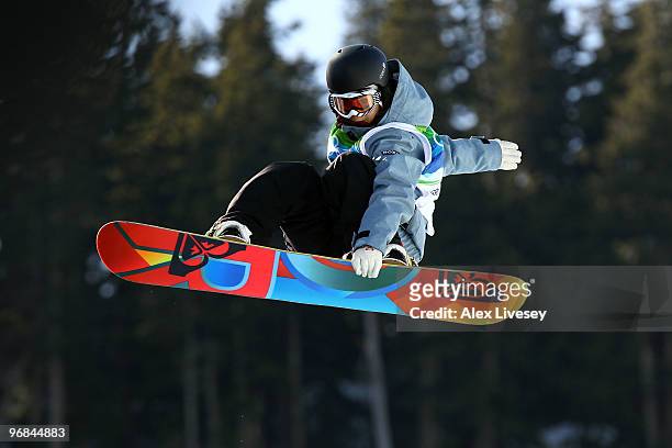 Kjersti Buaas of Norway competes in the women's snowboard halfpipe qualification on day seven of the Vancouver 2010 Winter Olympics at Cypress...