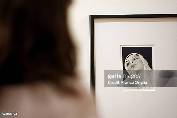 Photograph by Cindy Sherman is shown at the Galleria Nazionale D'Arte Moderna during the opening 'Donna. Avanguardia Femminista Negli Anni '70'...