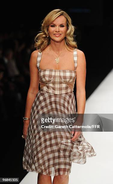 Actress Amanda Holden walks down the catwalk at Naomi Campbell's Fashion For Relief Haiti London 2010 Fashion Show at Somerset House on February 18,...