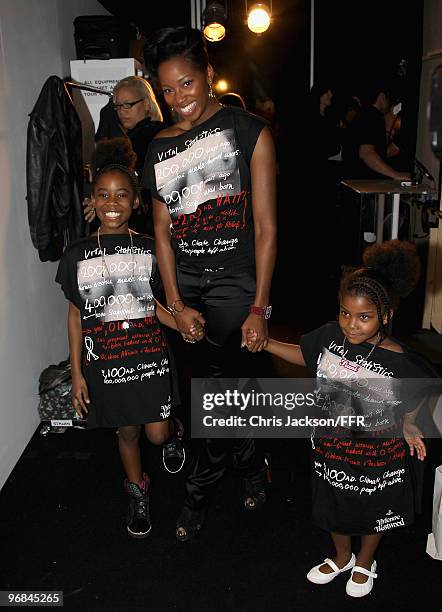 Jamelia poses backstage during Naomi Campbell's Fashion For Relief Haiti London 2010 Fashion Show at Somerset House on February 18, 2010 in London,...