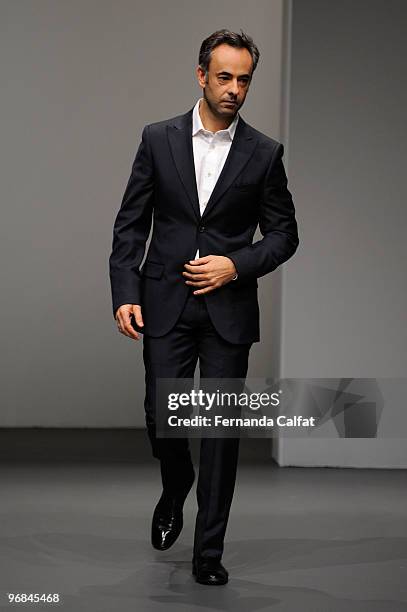 Designer Francisco Costa walks the runway at the Calvin Klein Fall 2010 Fashion Show during Mercedes-Benz Fashion Week at 205 West 39th Street on...