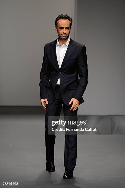 Designer Francisco Costa walks the runway at the Calvin Klein Fall 2010 Fashion Show during Mercedes-Benz Fashion Week at 205 West 39th Street on...