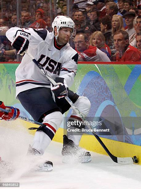 Ryan Whitney of the United States during the ice hockey men's preliminary game between USA and Norway on day 7 of the 2010 Winter Olympics at Canada...