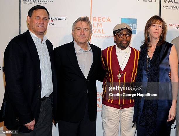 Tribeca Film Festival Co-Founders Craig Hatkoff, Robert DeNero, director Spike Lee and Jane Rosenthal attend a screening of "Kobe Doin' Work" during...