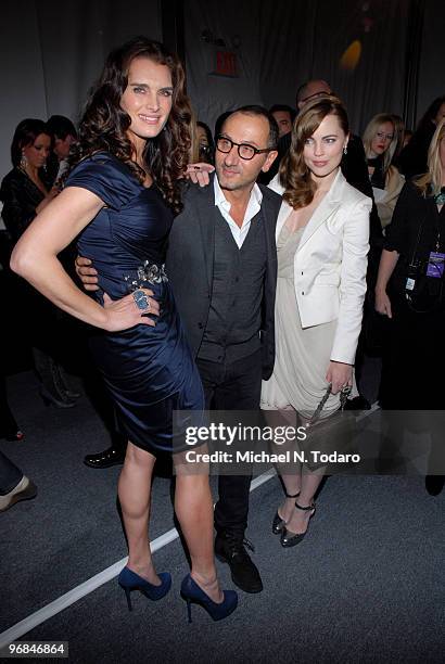 Brooke Shields, Gilles Mendel and Melissa George attend the J. Mendel Fall 2010 presentation during Mercedes-Benz Fashion Week at Bryant Park on...