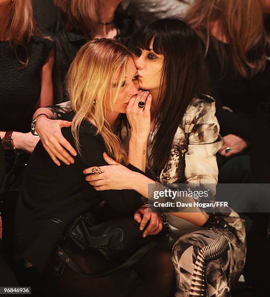 Kate Moss cries while attending Naomi Campbell's Fashion For Relief Haiti London 2010 Fashion Show at Somerset House on February 18, 2010 in London,...