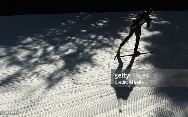 Magdalena Neuner of Germany competes during the Biathlon Women's 15 km individual on day 7 of the 2010 Vancouver Winter Olympics at Whistler Olympic...