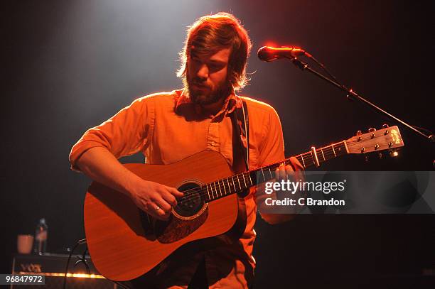 Eric Pulido of Midlake performs on stage at Shepherds Bush Empire on February 18, 2010 in London, England.