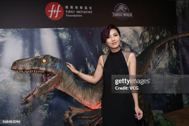 Actress Miriam Yeung Chin-Wah attends First Initiative Foundation charity dinner on June 6, 2018 in Hong Kong, Hong Kong.