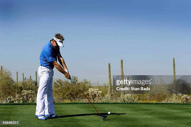 Brian Gay hits a drive during the second round of the World Golf Championships-Accenture Match Play Championship at The Ritz-Carlton Golf Club at...