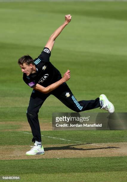 Morne Morkel of Surrey bowls during the Royal London One-Day Cup game between Surrey and Glamorgan at The Kia Oval on June 6, 2018 in London, England.