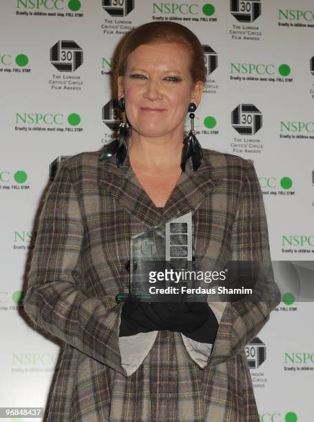 Andrea Arnold poses in the Winners Room at The London Critics' Circle Film Awards at The Landmark Hotel on February 18, 2010 in London, England.