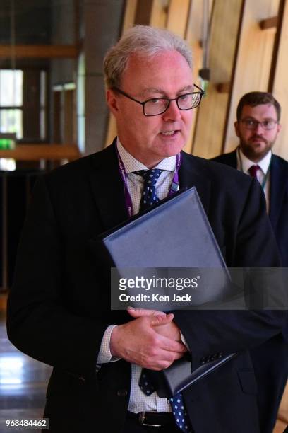 Scottish Lord Advocate James Wolffe on the way to Portfolio Questions in the Scottish Parliament on June 6, 2018 in Edinburgh, Scotland.
