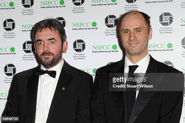 Simon Blackwell and guest attend The London Critics' Circle Film Awards at The Landmark Hotel on February 18, 2010 in London, England.