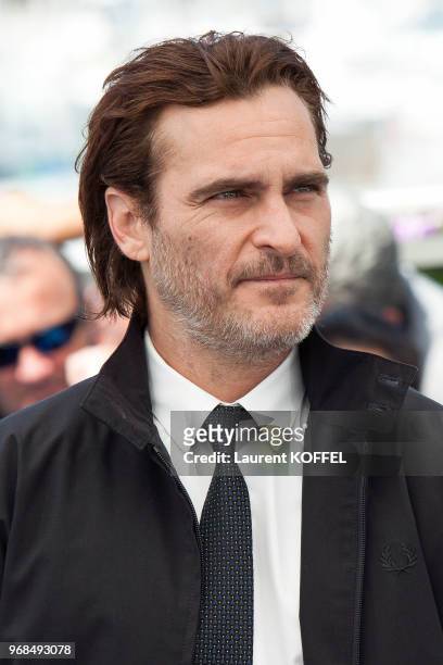 Actor Joaquin Phoenix attends the 'You Were Never Really Here' photocall during the 70th annual Cannes Film Festival at Palais des Festivals on May...