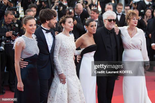 Actresses Inma Cuesta, Emma Suarez, Director Pedro Almodovar, actress Adriana Ugarte, actor Daniel Grao and actress Michelle Jenner attend the...