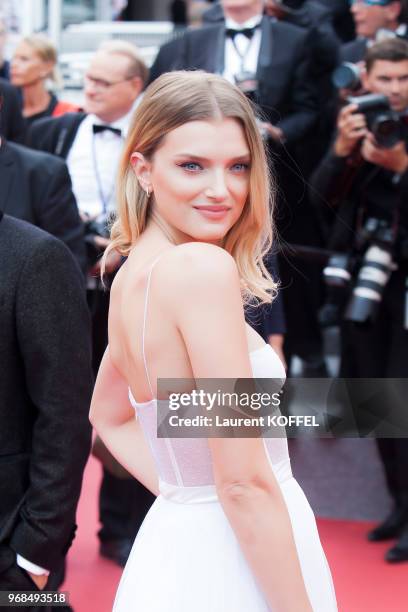 Lily Donaldson attends the 'Nelyobov ' screening during the 70th annual Cannes Film Festival at Palais des Festivals on May 18, 2017 in Cannes,...