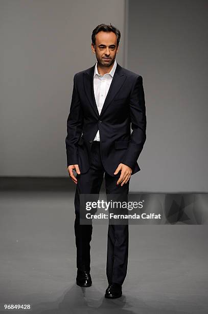 Designer Francisco Costa walks the runway at the Calvin Klein Fall 2010 Fashion Show during the Mercedes-Benz Fashion Week Fall 2010 - Official...