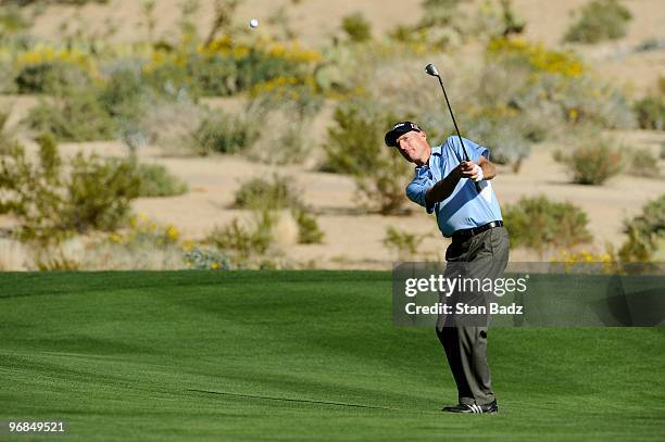 Jim Furyk chips onto the 17th green during the second round of the World Golf Championships-Accenture Match Play Championship at The Ritz-Carlton...
