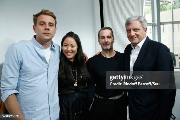 Anderson, stylist Clare Waight Keller, stylist Marc Jacobs and Sidney Toledano attend the LVMH Prize 2018 Edition at Fondation Louis Vuitton on June...