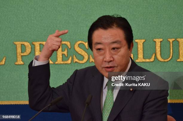 Japan's New Prime Minister Yoshihiko NODA at Japan National Press Club on August 29, 2011 in Tokyo in Japan.