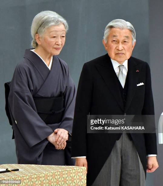 Japan's emperor Akihito and empress Michiko attend the 72th anniversary ceremony of the end of World War II at Tokyo Budokan hall, August 15 Japan.