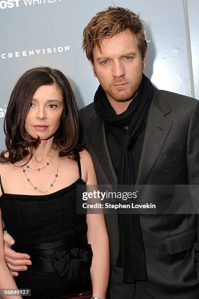 Eve Mavrakis and actor Ewan McGregor attend the Cinema Society screening of "The Ghost Writer" at Crosby Street Hotel on February 18, 2010 in New...