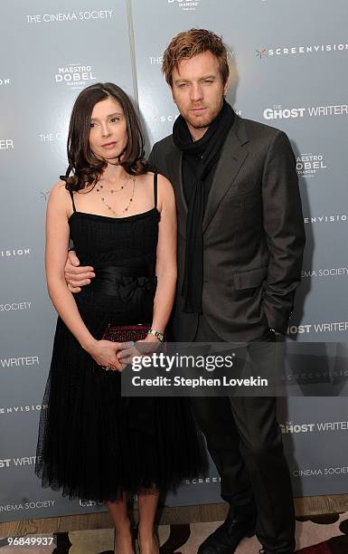 Eve Mavrakis and actor Ewan McGregor attend the Cinema Society screening of "The Ghost Writer" at Crosby Street Hotel on February 18, 2010 in New...