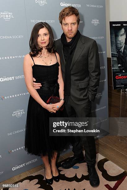 Eve Mavrakis and actor Ewan McGregor attend the Cinema Society screening of "The Ghost Writer" at Crosby Street Hotel on February 18, 2010 in New...