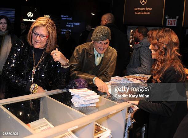 Senior Vice President of IMG Fashion Fern Mallis and stylist Phillip Bloch attend Mercedes-Benz Fashion Week at Bryant Park on February 18, 2010 in...