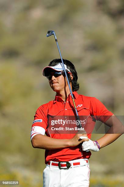 Ryo Ishikawa of Japan hits a tee shot during the second round of the World Golf Championships-Accenture Match Play Championship at The Ritz-Carlton...