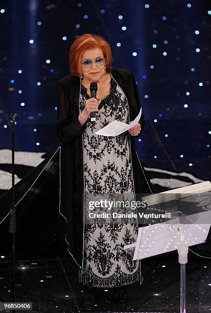 NIlla Pizzi attends the 60th Sanremo Song Festival at the Ariston Theatre On February 18, 2010 in San Remo, Italy.
