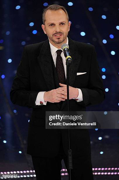Miguel Bose attends the 60th Sanremo Song Festival at the Ariston Theatre On February 18, 2010 in San Remo, Italy.