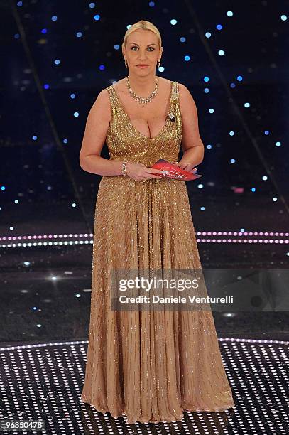 Antonella Clerici attends the 60th Sanremo Song Festival at the Ariston Theatre On February 18, 2010 in San Remo, Italy.