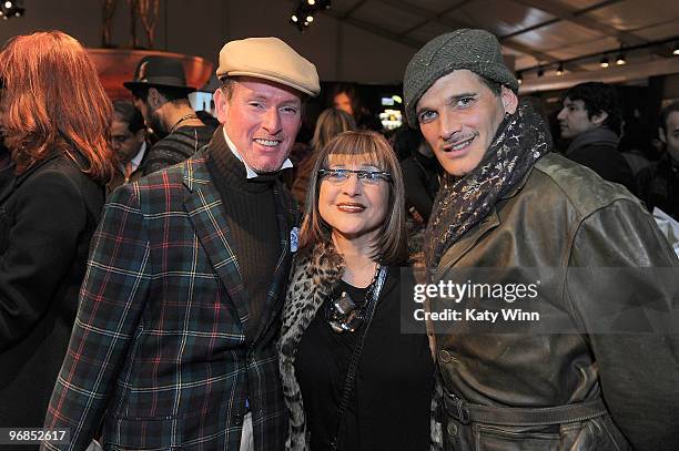 Stylist Montgomery Frazier, Shelly Bromfield, and stylist Phillip Bloch attend Mercedes-Benz Fashion Week at Bryant Park on February 18, 2010 in New...