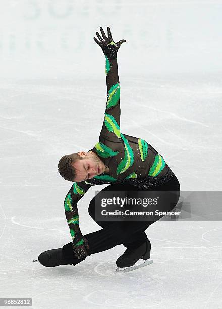 Kevin van der Perren of Belgium competes in the men's figure skating free skating on day 7 of the Vancouver 2010 Winter Olympics at the Pacific...