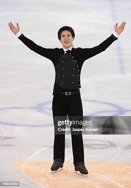 Patrick Chan of Canada competes in the men's figure skating free skating on day 7 of the Vancouver 2010 Winter Olympics at the Pacific Coliseum on...