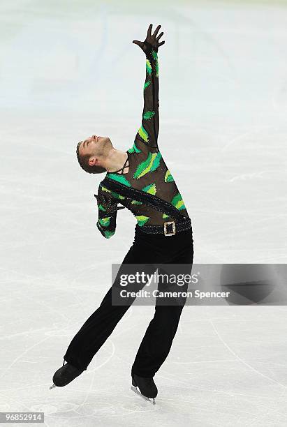 Kevin van der Perren of Belgium competes in the men's figure skating free skating on day 7 of the Vancouver 2010 Winter Olympics at the Pacific...