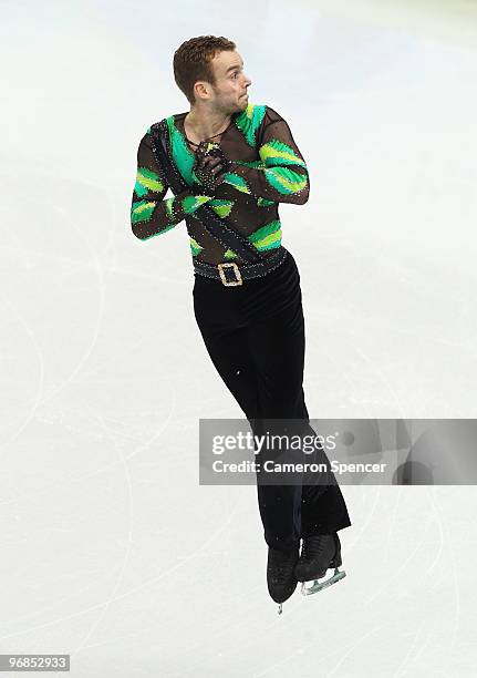 Kevin van der Perren of Belgium competes in the men's figure skating free skating on day 7 of the Vancouver 2010 Winter Olympics at the Pacific...