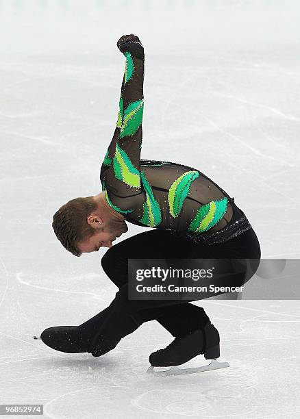 Kevin van der Perren of Belgium competes in the men's figure skating free skating on day 7 of the Vancouver 2010 Winter Olympics at the Pacific...