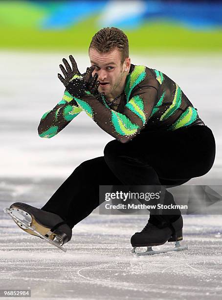 Kevin van der Perren of Belgium competes in the men's figure skating free skating on day 7 of the Vancouver 2010 Winter Olympics at the Pacific...