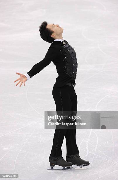 Patrick Chan of Canada competes in the men's figure skating free skating on day 7 of the Vancouver 2010 Winter Olympics at the Pacific Coliseum on...