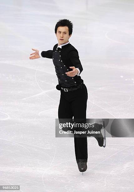 Patrick Chan of Canada competes in the men's figure skating free skating on day 7 of the Vancouver 2010 Winter Olympics at the Pacific Coliseum on...